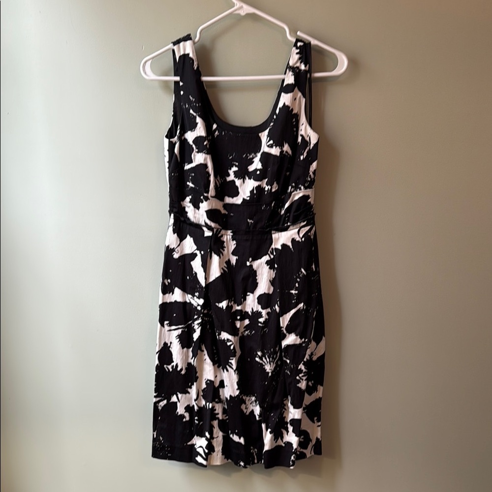 Ann Taylor Black and White Sheath Midi Dress with Pockets!